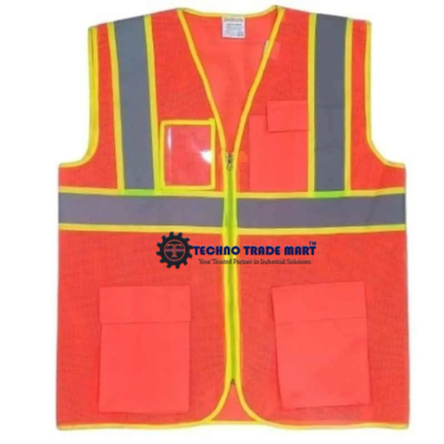 H10 Deltech Safety Fabric Orange Sleeveless Safety Jacket with Polyester Tape, Size: Free